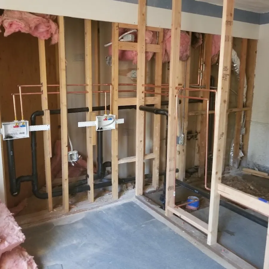 Copper pipe rough-in and plumbing installation in Penfield